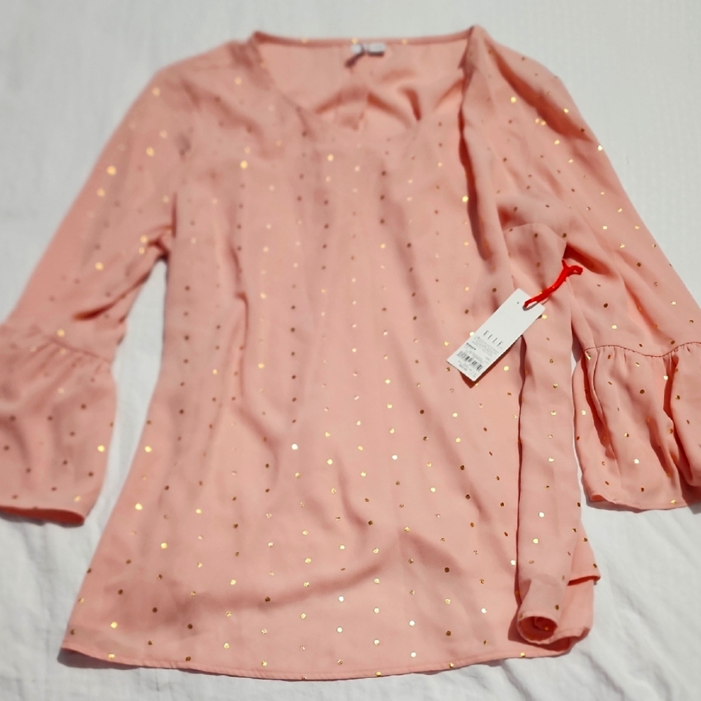 Elle Pink Blouse with Gold Accents